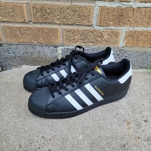 Adidas Superstar Original Black Leather Sneakers Mens 11 5